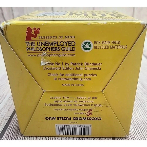 The Unemployed Philosophers Guild Crossword Puzzle Mug With Pencil 2014 New - Picture 4 of 9